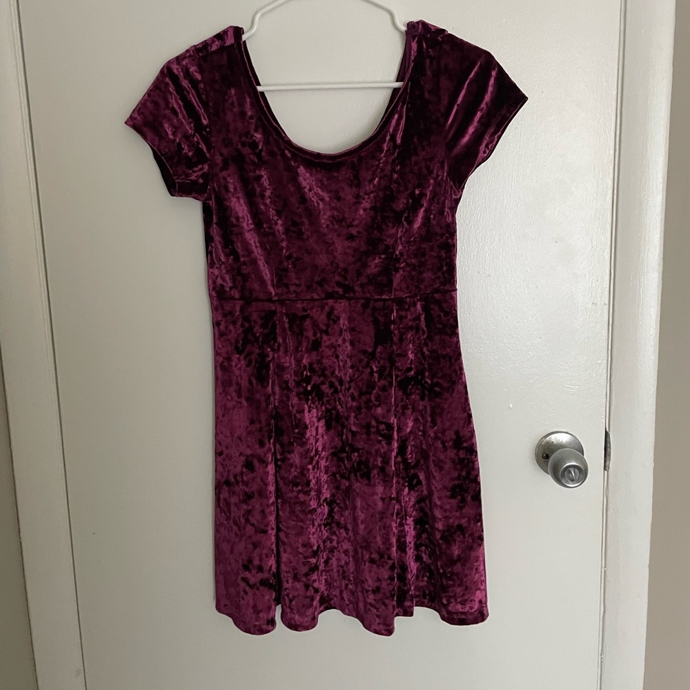 Crushed velvet skater dress